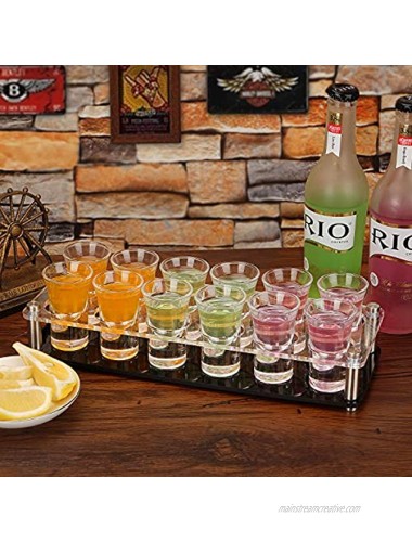 1 Ounce Shot Glass Set with Tray D&Z 12 Shot Glasses for Tequila Vodka Whiskey Cocktail Unique and Convenient Serving Tray Easily Organize More Attractive Gatherings Ideal 21st Birthday Gifts