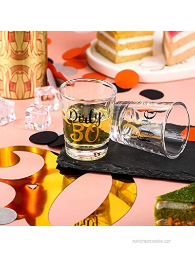 2 Pieces Dirty 30 Shot Glass 2oz Black and Gold Funny 30th Birthday Party Wine Glasses for Women and Men Present Celebrate Happy Thirty Birthday Decoration
