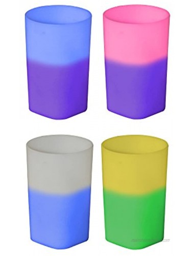 2oz Color Changing Mood Plastic Shot Glass Unique square bottom BPA FREE and reusable round top design and 1 oz Set of 12 Assorted Colors MADE IN USA
