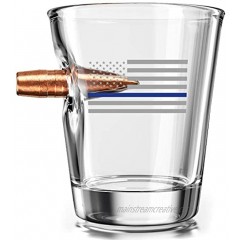 .308 Authentic Solid Copper Projectile Shot Glass Thin Blue Line Police Flag