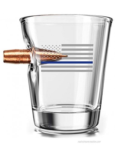 .308 Authentic Solid Copper Projectile Shot Glass Thin Blue Line Police Flag