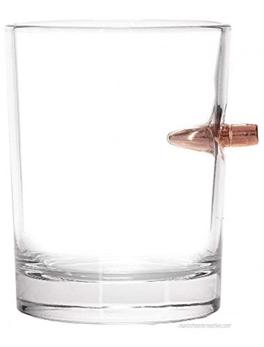 308 CALIBER WHISKEY GLASS | Embedded Bullet 10oz Borosilicate Rock Glass from LUCKY SHOT