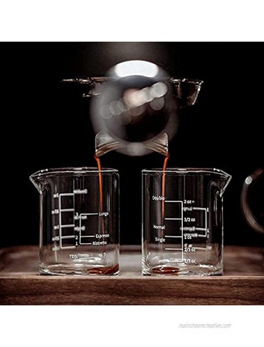 BCnmviku 1 Pack Espresso Shot Glass 2OZ Triple Pitcher Barista Single Spouts Heat-resistant Glass