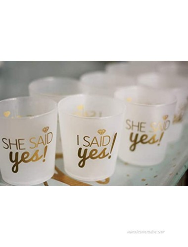 Breeze Moments Bridal 2oz. Shot Glasses 'I Said Yes' 'She Said Yes' Frosted & Gold 12-pack