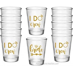 Bride and I Do Crew Bachelorette Party Shot Glasses Set of 12 11 Gold I Do Crew and 1 Gold Bride Shot Glass Perfect Bachelorette Party Decorations and Brides Maid Gifts