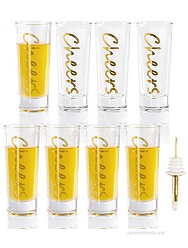 Bycnzb shot Glasses Set of 8 with Heavy Base Clear Shot Glass 2-Ounces. Cheers
