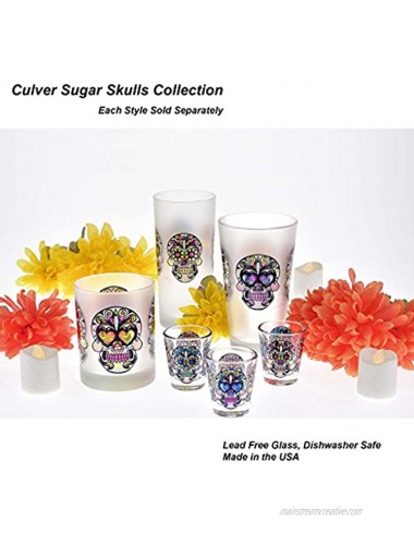 Culver Sugar Skulls Decorated Shot Glasses 1.75-Ounce Set of 4