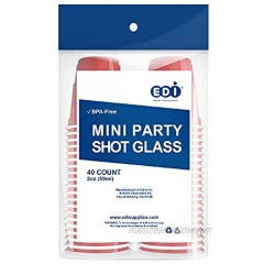 EDI Disposable Red Plastic Mini Party Shot Glasses 2 oz 40-Piece