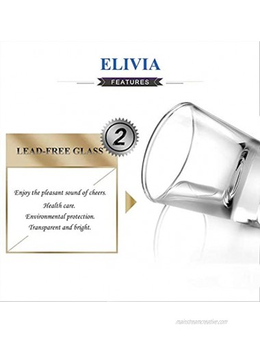 ELIVIA Shot Glass Set with Heavy Base 1.2 oz Clear Glasses for Whiskey and Liqueurs 6 pack JM01
