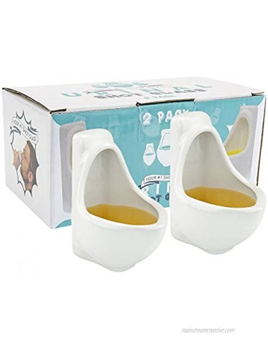 Fairly Odd Novelties Urinal Shot Glasses Set of 2 Funny Bathroom Humor Gag White Elephant Gift 1.5-Ounce