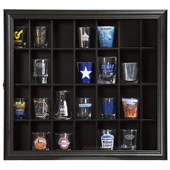Gallery Solutions 18x16 Shot Glass Hinged Front Display Case 18" x 16" Black