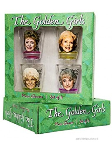 Golden Girls Shot Glasses | Fun Drinking Games | Set Of 4 Collectible Glasses | Perfect For Parties Game Night Bachelor Bachelorette Party College Graduation Birthday Gift