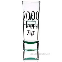 Greenline Goods Shot Glass – 21st Birthday Shot Glass |2000 Happy 21st| 21st Birthday Party Decorations 1 Glass – Funny Colored Shot Glass