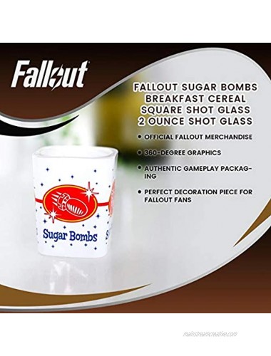 JUST FUNKY Fallout Sugar Bombs Breakfast Cereal Square Shot Glass 2 Ounce Shot Glass