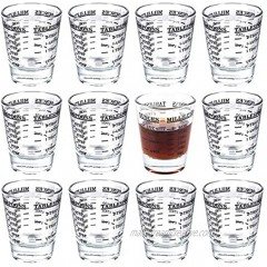 Kingrol 12 Pack 1 Ounce Shot Glasses Heavy Base Measuring Glass Wine Glass Espresso Shot Glass with Measurement