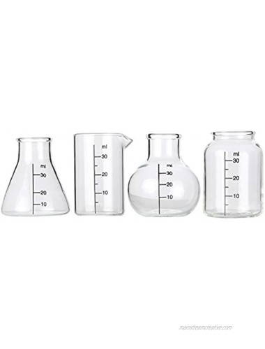Lily's Home Mini Science Beaker and Flask Shot Glasses Great Gift for Chemistry and Bio Grads Nurses and Doctors Clear 2 to 2 1 8 Tall Set of 4 Assorted