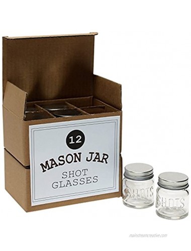 Mason Jar 2 Ounce Shot Glasses Set of 12 With Leak-Proof Lids Great For Shots Drinks Favors Candles And Crafts