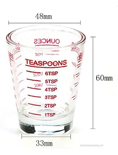 NCnnwovf Shot Glasses Measuring cup Liquid Heavy Glass Wine Glass Espresso Shot Glass 26-Incremental Measurement 1oz 6 Tsp 2 Tbs 30ml Black and Red