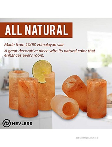 Nevlers All Natural Handcrafted Pink Himalayan Salt Shot Glasses Great for Tequila Shots Set of 6 Pieces 3 Tall Shot Glasses 100% Himalayan Salt Great Gift Idea