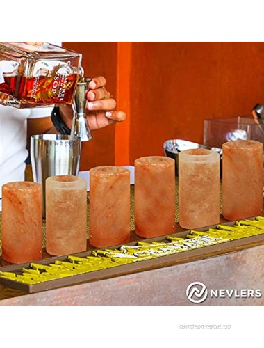 Nevlers All Natural Handcrafted Pink Himalayan Salt Shot Glasses Great for Tequila Shots Set of 6 Pieces 3 Tall Shot Glasses 100% Himalayan Salt Great Gift Idea