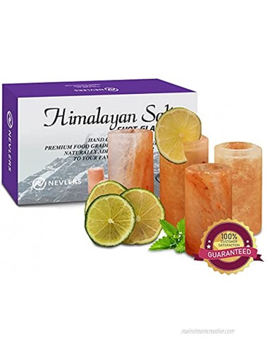 Nevlers All Natural Handcrafted Pink Himalayan Salt Shot Glasses Great for Tequila Shots Set of 4 Pieces 3 Tall Shot Glasses 100% Himalayan Salt