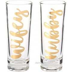 Party Shot Glasses Hubby Wifey Couple Shot Glasses with Gold Foil Print for Newlyweds Anniversary Bridal Shower and Engagement Set of 2 2 oz Each