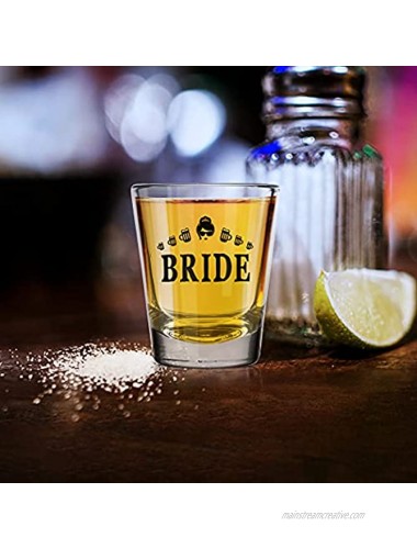 Shop4Ever Bride and Bride's Drinking Team Member Glass Shot Glasses Wedding Bachelorette Party Shot Glasses 12 Pack