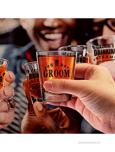 Shop4Ever Groom and Groom's Drinking Team Member Glass Shot Glasses Wedding Bachelor Party Shot Glasses 12 Pack