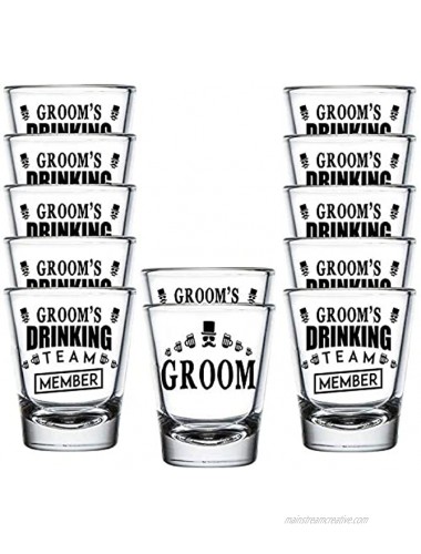 Shop4Ever Groom and Groom's Drinking Team Member Glass Shot Glasses Wedding Bachelor Party Shot Glasses 12 Pack