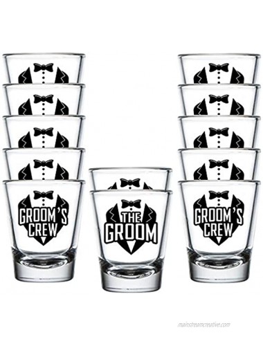 Shop4Ever The Groom and Groom's Crew Glass Shot Glasses Wedding Bachelor Party Shot Glasses 12 Pk Groom's Crew