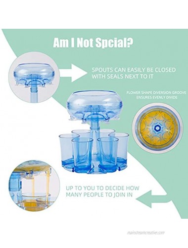 Shot Dispenser With 6 Glasses Lareina 6 Shot Acrylic Glass Dispenser and Holder for Liquids Drinks Beverages and Cocktail for Drinking Games Parties and Bars,Food Grade Material-Blue
