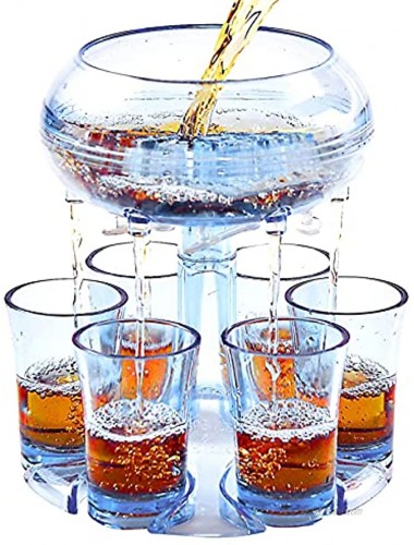 Shot Dispenser With 6 Glasses Lareina 6 Shot Acrylic Glass Dispenser and Holder for Liquids Drinks Beverages and Cocktail for Drinking Games Parties and Bars,Food Grade Material-Blue