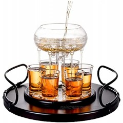Shot Glass Dispenser Gift Set Rich Wood Mahogany Serving Tray 6 Shot Acrylic Glass Dispenser and Holder Whiskey Liquids Drinks Beverages Cocktail for Drinking Games Parties and Bars Bezrat