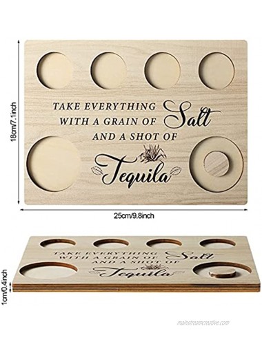 Shot Glasses Tray Wooden Tequila Board with Salt Rim Handmade Shot Glass Holder Tray Take Everything with a Grain of Salt and a Shot of Tequila Shot Glass Server Tequila Flight Board for Liquor