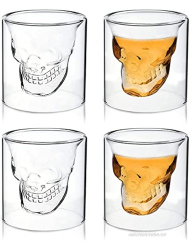 Skull Shot Glass for Whiskey Vodka and Cocktail. Spooky 2 Piece Set for Liquor. Best Gift Accessories for Drinking.