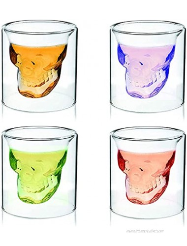 Skull Shot Glass for Whiskey Vodka and Cocktail. Spooky 2 Piece Set for Liquor. Best Gift Accessories for Drinking.
