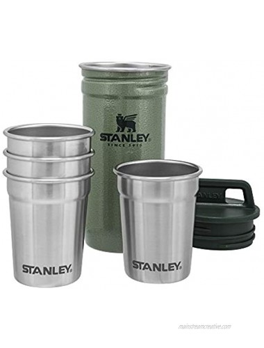 Stanley Adventure Nesting Shot Glass Set 4 Stainless Steel Shot Glasses with Rugged Metal Travel Carry Case Camping Gifts
