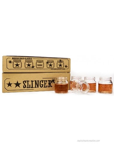 THE SLINGER Shot Glasses Set Mini Mason Jars with Lids Featuring Unique Star Design 10 Pack