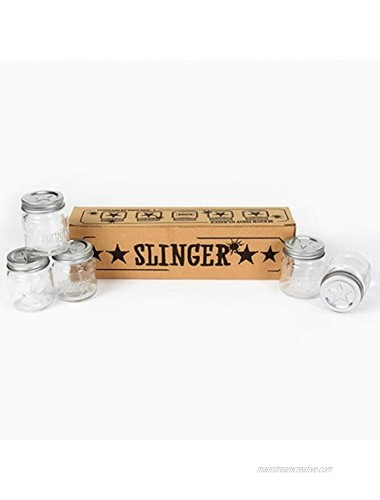 THE SLINGER Shot Glasses Set Mini Mason Jars with Lids Featuring Unique Star Design 10 Pack