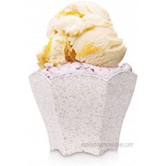 50 Mini Dessert Cups 70 ml 2.4 oz – Eco-Friendly Wheat Straw – Flower Shape – Ice Cream Nuts Candy Fruit and Snacks