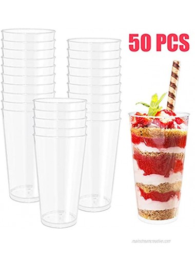 50 Pack 3 oz Mini Plastic Dessert Cups,Disposable Round Shooter Cups,Appetizer Bowls Catering Supplies for Parfait,Appetizers,Ice Cream,Tasting Party