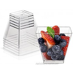 50 Pack 3.4 Oz Square Dessert Cups,Plastic Clear Dessert Cups,Disposable Tasting Cups Great for Desserts,Appetizers,Mousse