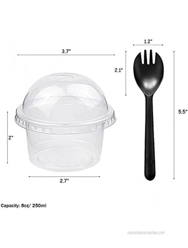 50 Pack 8 oz Clear Plastic Dessert Cup with Dome Lids Disposable Parfait Fruit Cups Party Cupcake Bowl Dessert Pudding Containers for Ice Cream Iced Cold Drinks Cupcake Snack Fruit Pudding