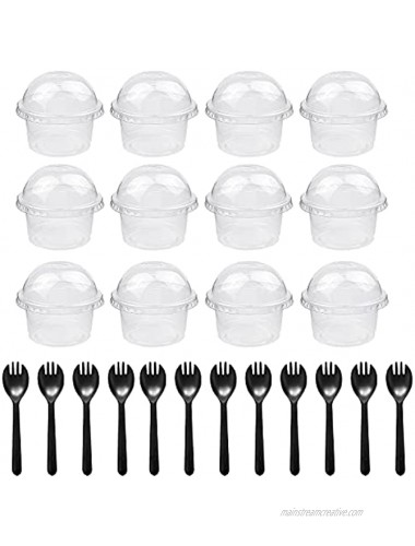 50 Pack 8 oz Clear Plastic Dessert Cup with Dome Lids Disposable Parfait Fruit Cups Party Cupcake Bowl Dessert Pudding Containers for Ice Cream Iced Cold Drinks Cupcake Snack Fruit Pudding