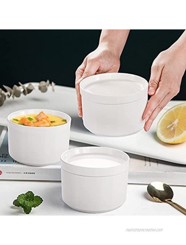 AVLA 8 Pack Porcelain Dessert Bowls 8 Ounce Ceramic Dipping Bowl Set Dipping Sauce Dishes White Serving Bowls for Ice Cream Yogurt Condiments Dishes Appetizer Soup Seasoning Bowls Sauce