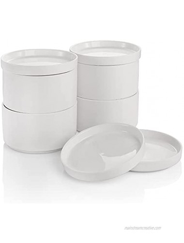 AVLA 8 Pack Porcelain Dessert Bowls 8 Ounce Ceramic Dipping Bowl Set Dipping Sauce Dishes White Serving Bowls for Ice Cream Yogurt Condiments Dishes Appetizer Soup Seasoning Bowls Sauce