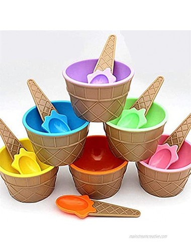 Cartoon Candy Color Ice cream bowl with spoon- ice cream bowls for kids set candy colored cute dessert bowls for summer holiday parties gifts for children ice cream cups