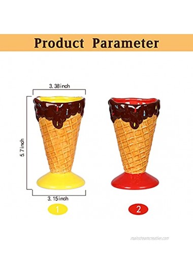 Ceramic Ice Cream Dessert Cups,8.11 Ounce Premium Reusable Ice Cream Bowl or Sundae Cup,for Sundaes Milkshakes Parfaits Festive Party Bowls Set of 2Red and Yellow