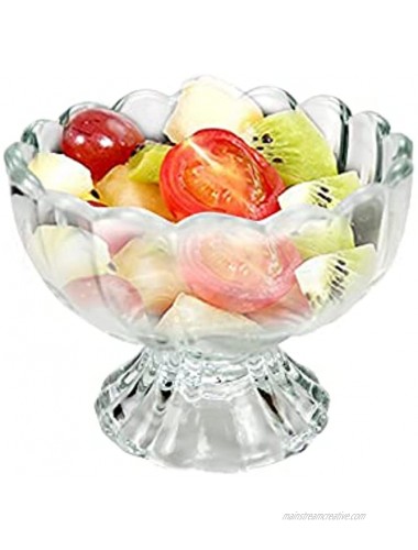 CheeseandU 6Pack Clear Glass Ice Cream Cups Small Cute Footed Glass Dessert Bowls Perfect for Dessert Sundae Ice Cream Fruit Salad Snack Cocktail Condiment Trifle and Party 2.5Oz Lotus