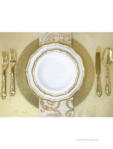Decorline Aristocrat Plastic Round Dessert Bowl with Gold Rim 5oz | White | Pack of 10 7157